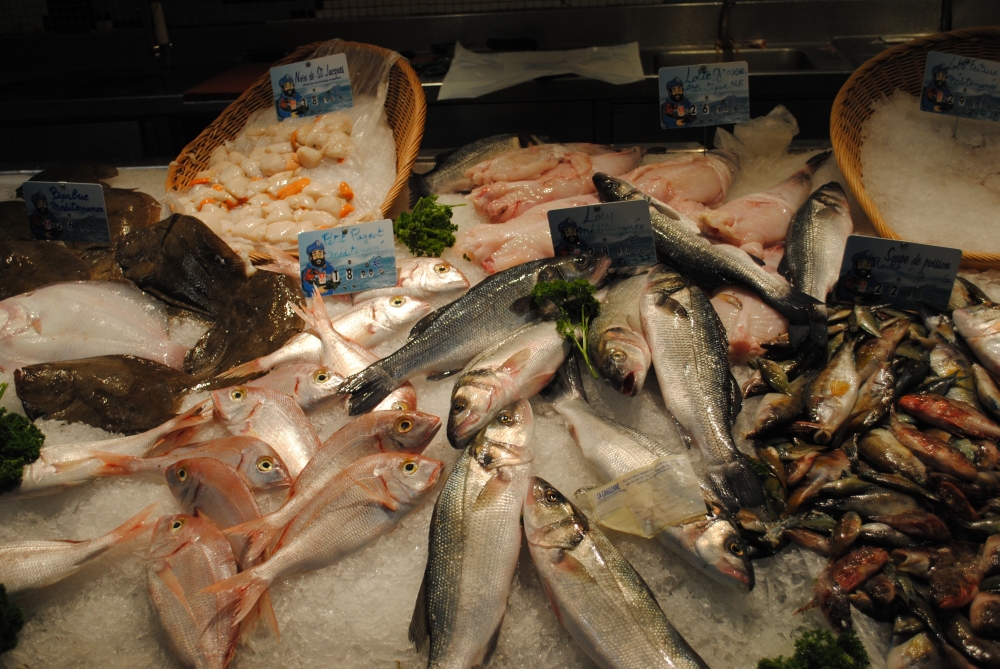 Verse vis in een supermarkt in Frankrijk